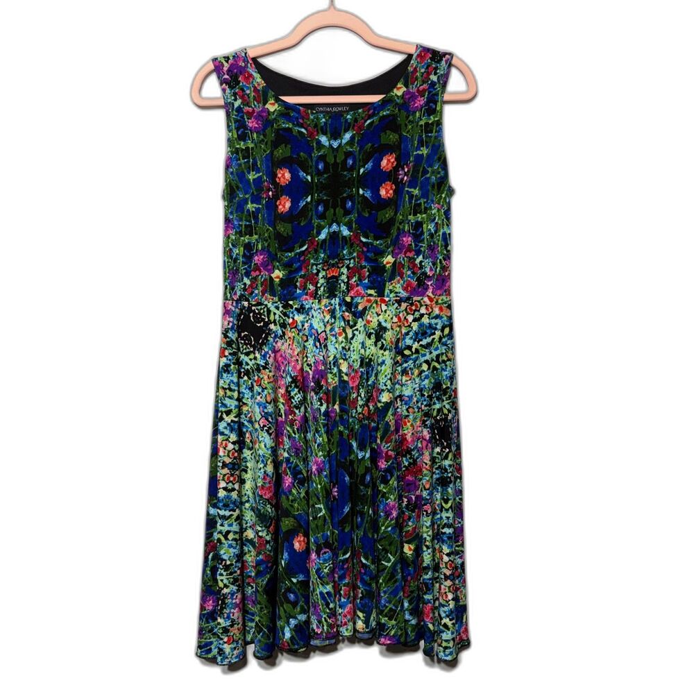 Cynthia Rowley Size 8 Kaleidoscope Digital Floral Scuba Fit & Flare Dress – EUC